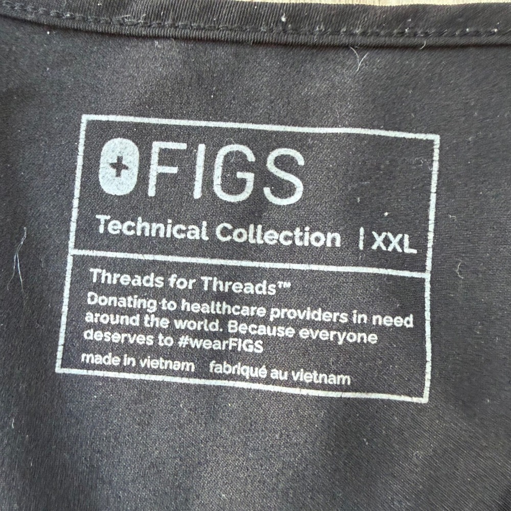 FIGS Casma Black V-Neck Scrub Top FW1100 Technical Collection Size XXL - Picture 3 of 7